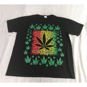 100% Organic Cannabis tee t-shirt Jays Rock L Large Black leaf